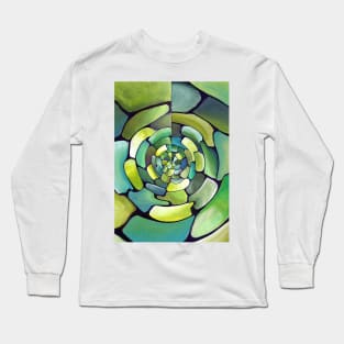 Vibes of Green contemrporary Artdeco Abstract Long Sleeve T-Shirt